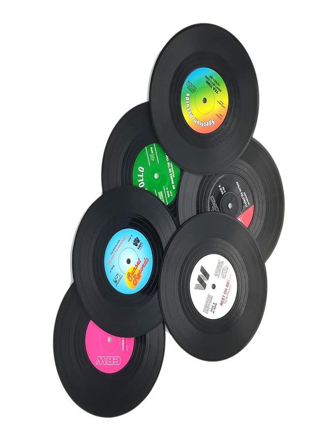 DIYOMR 6Pcs Vinyl Record Coasters, 4" Coasters for Coffee Cup Drinks Car Home/Office Tabletop Decor (6Pcs Vinyls) - Image 3